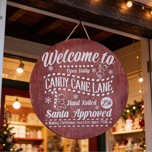 Candy Cane Lane Naughty Gingerbread Round Wood Winter/Christmas\Holiday sign